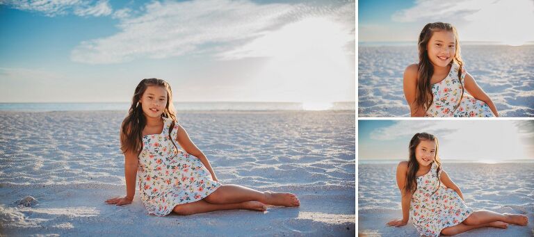 girl sitting on beach sand