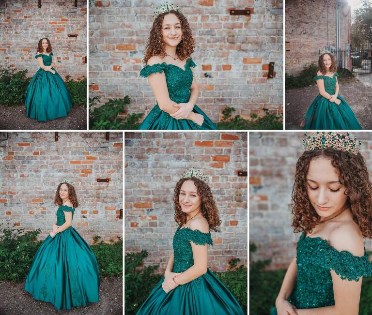 young lady in beautiful green dress